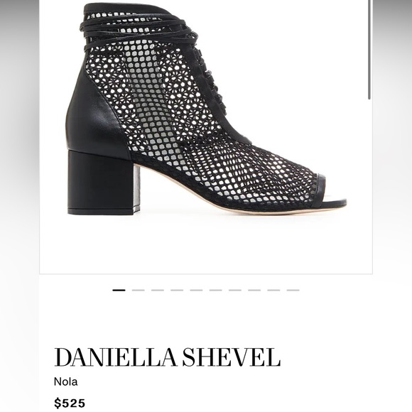 Nwot Daniella Shevel NOLA Black Leather Mesh Short Bootie Open Toe Bootie 37 - Picture 1 of 12
